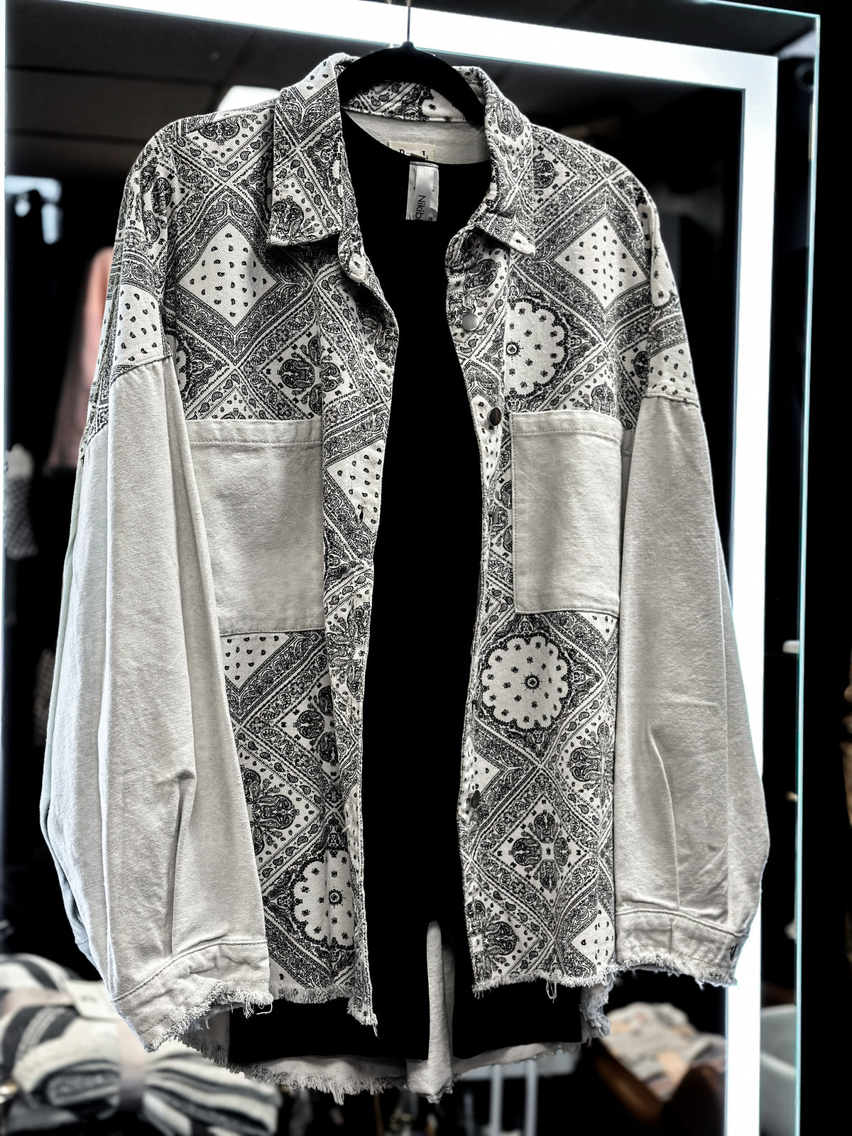 Paisley Oversized Black and White Shacket