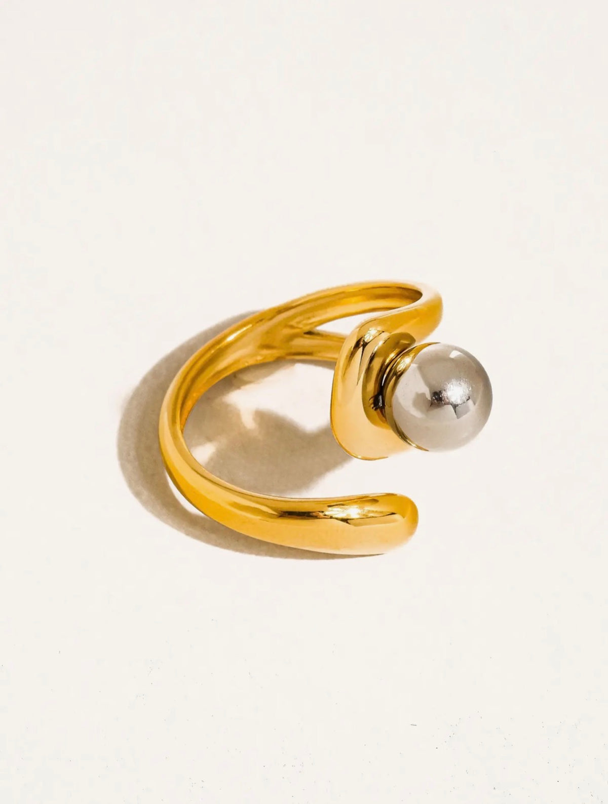 Fauna 18K Gold Non-Tarnish Two Tone Ball Band Ring