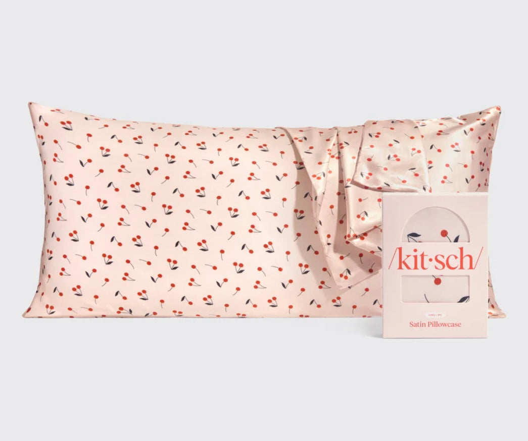 Kitsch Satin Pillowcase in Cherry Print- * 2 Sizes *