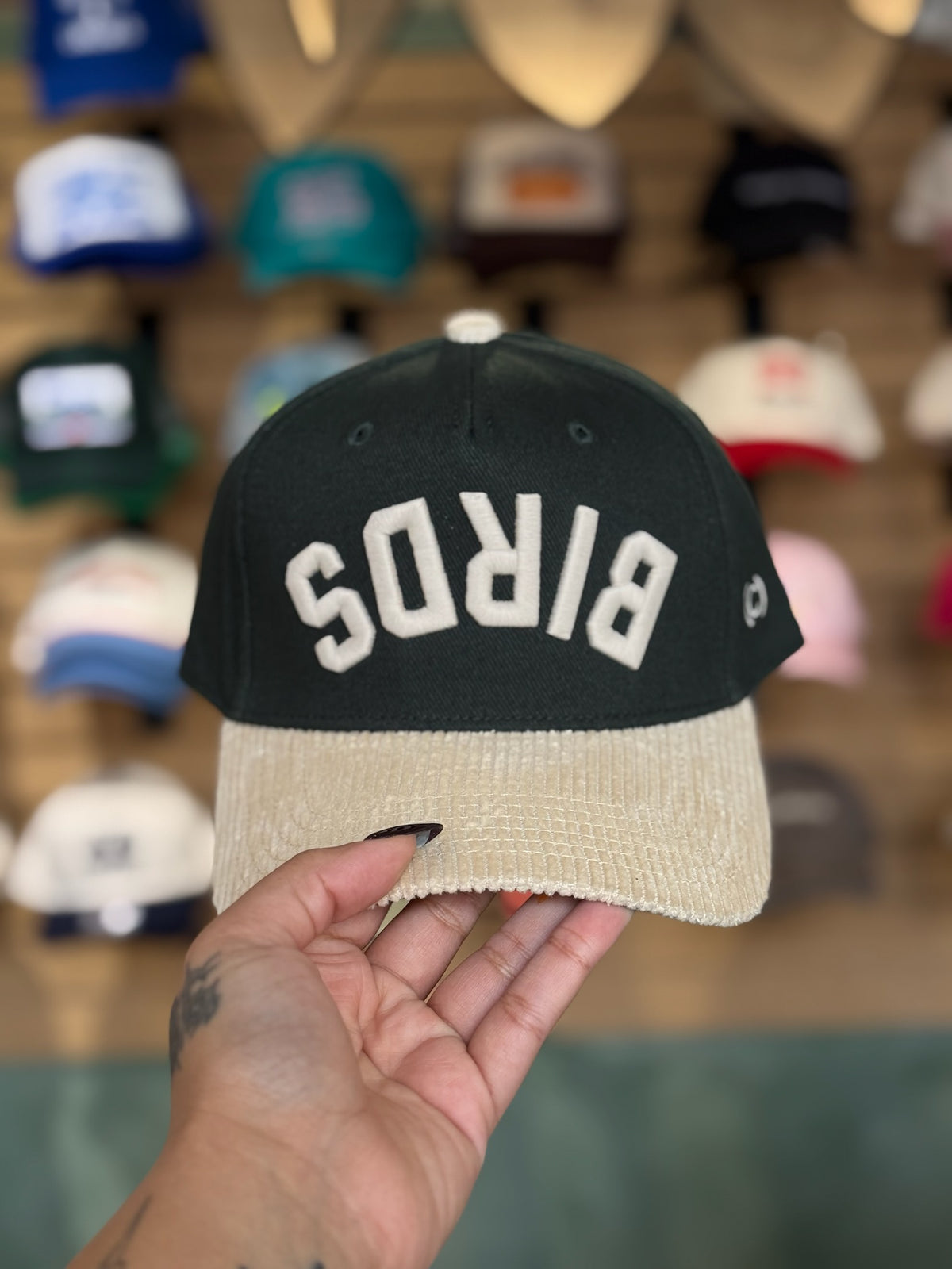 Birds Embroidered Upside Down Hat