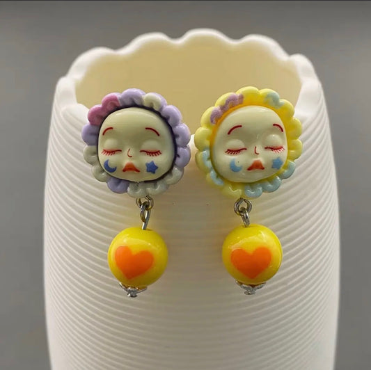 Sunflower Face Doll Earrings