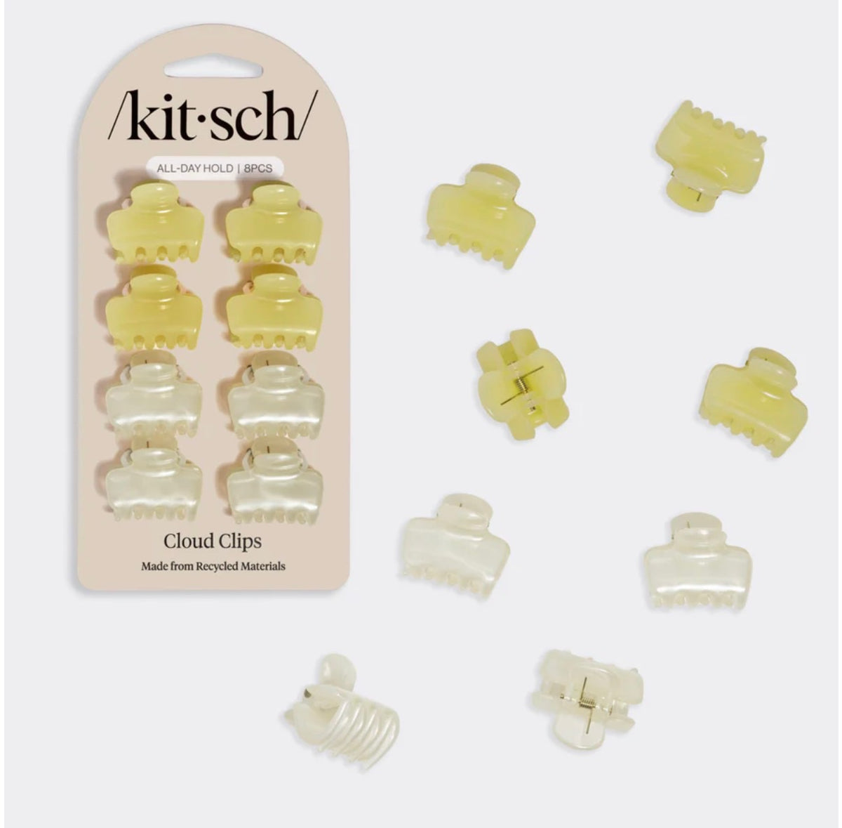 Kitsch Pearlized Cream & Butter Yellow Jelly Cloud Clips - Mini