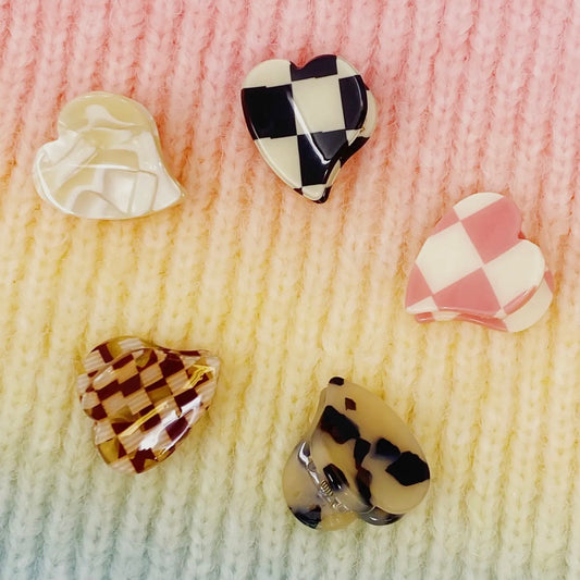 Precious Mini Heart Shape Claw Clips 5pc Set