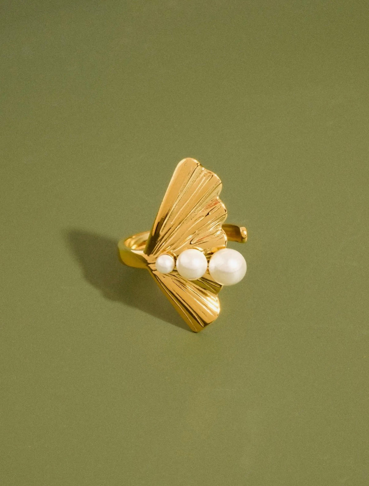 Kala 18K Gold Non-Tarnish Sculptural Pearl Statement Ring