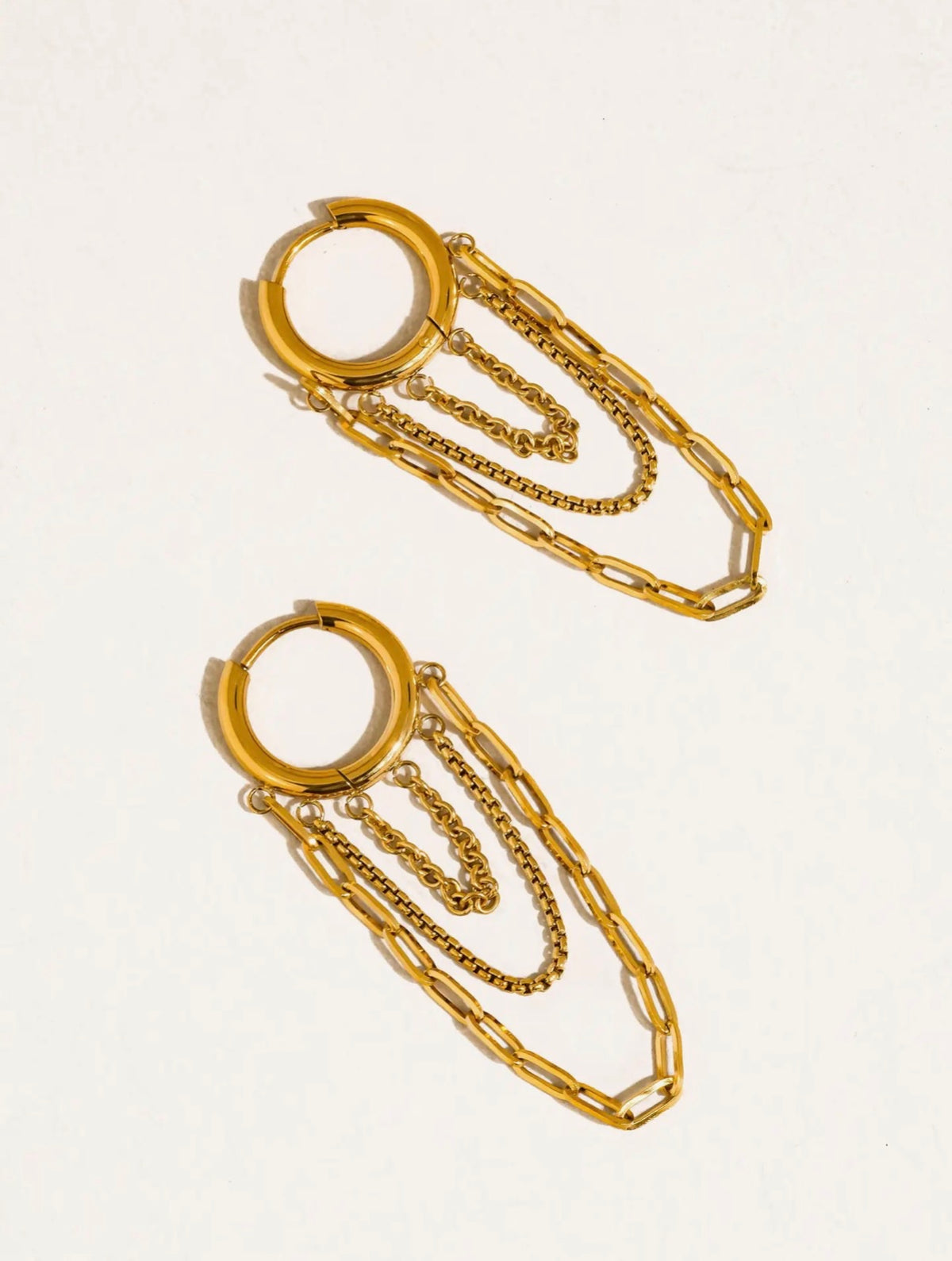 Vianne 18K Gold Non-Tarnish Multi Chain Drop Earrings