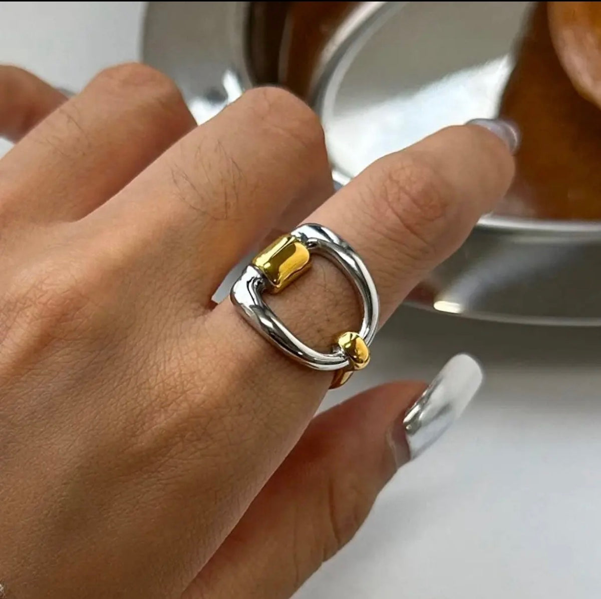 Buckle Two Tone Open Ring