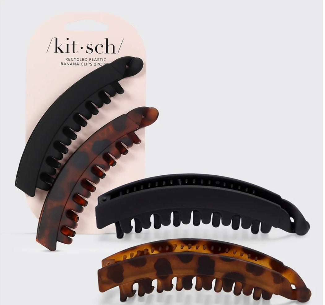 Kitsch Banana Clip 2pc- Black & Tort