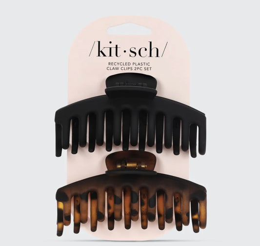 Kitsch Black & Tort Matte Claw Clips 2pc Set- Oversized
