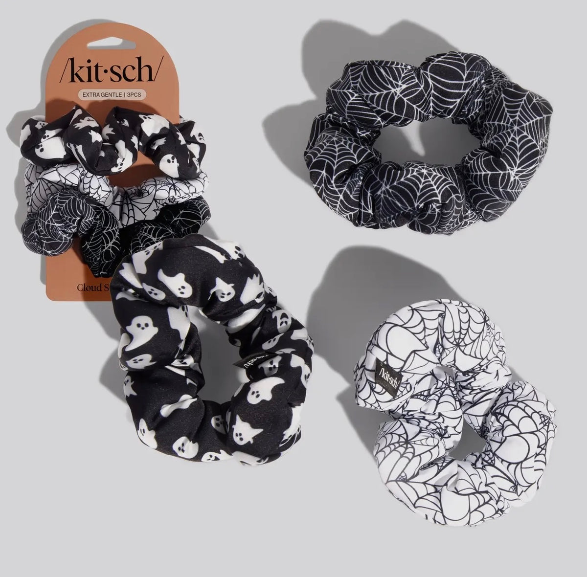 Kitsch Cloud Scrunchies 3pc Set Halloween - Spiderweb