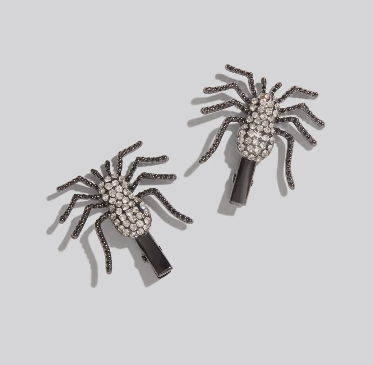 Kitsch Metal Rhinestone Hair Clips 2pc Set Halloween - Spider