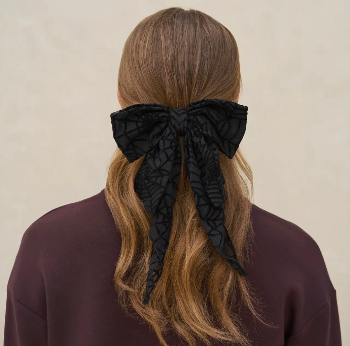Kitsch Oversized Bow Hair Clip - Halloween Spiderweb