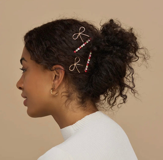 Kitsch Metal Gemstone Bobby Pins - Red, Pink, & Green