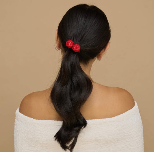 Kitsch Bubble Hair Tie 2pc Set - Red & Pink