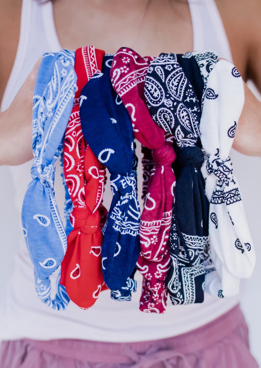 The Bandana Collection - Adjustable Wire Bow Narrow Headbands *multiple colors*