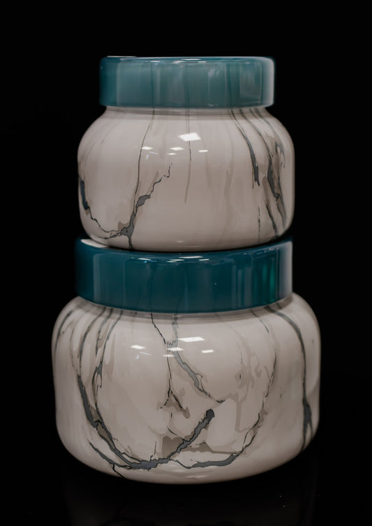 Volcano Modern Marble Signature Jar *2 sizes* - Capri Blue
